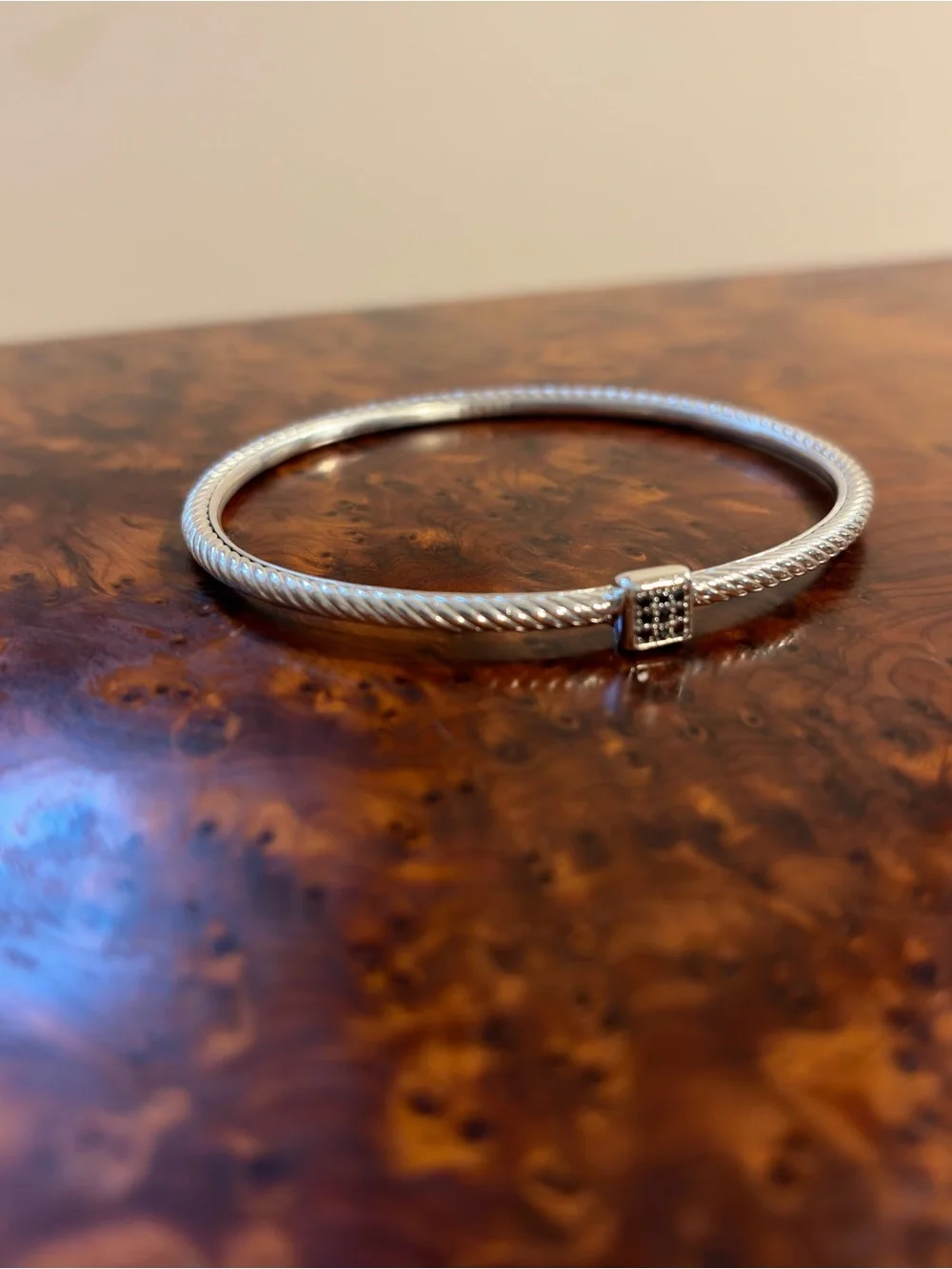 David Yurman Sterling Silver Diamond Confetti Cable Classic Bangle
